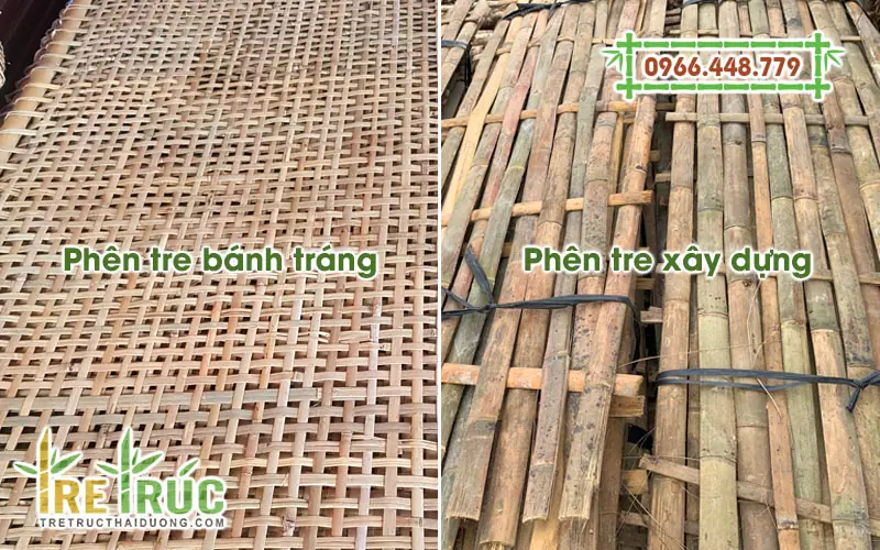 Phên tre phơi bánh tráng và phên tre xây dựng