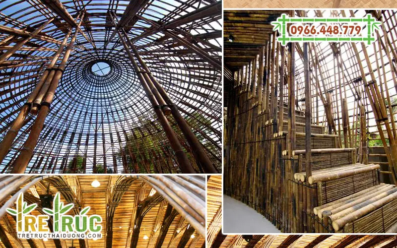 Công trình được xây dựng hoàn toàn từ nguyên liệu tre