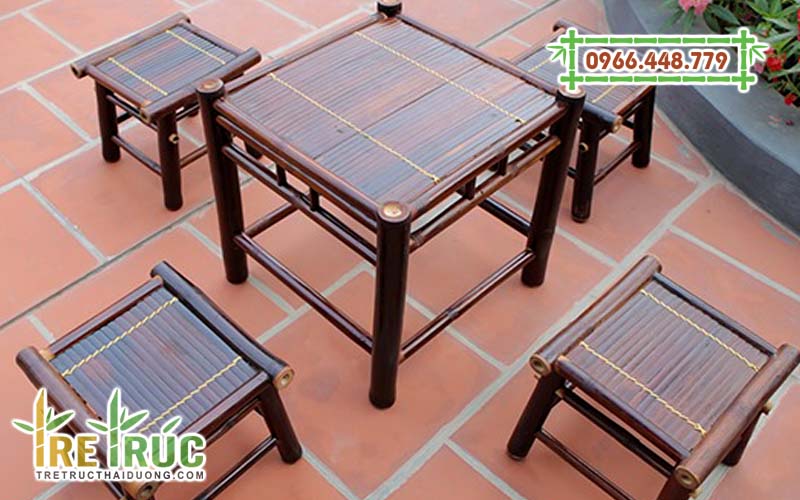 Bộ bàn ghế tre đã qua xử lý mối mọt