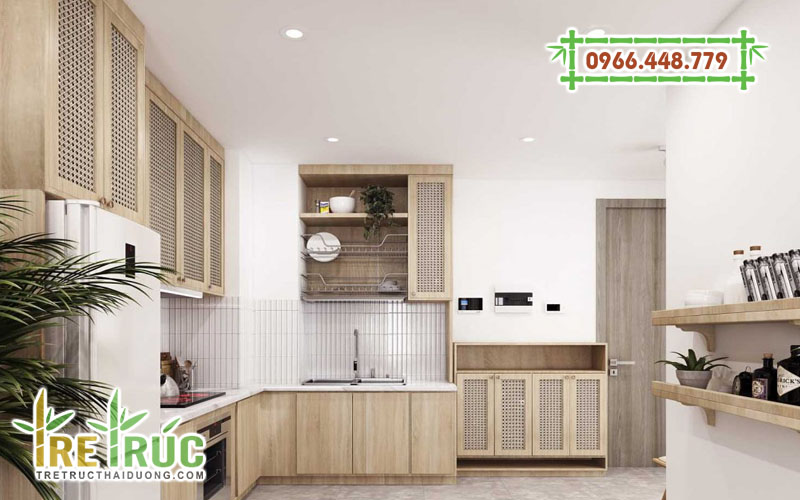 Tủ bếp cánh mây mắt cáo
